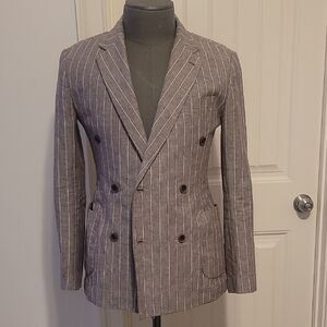 Men's Gray Pinstripe Blazer